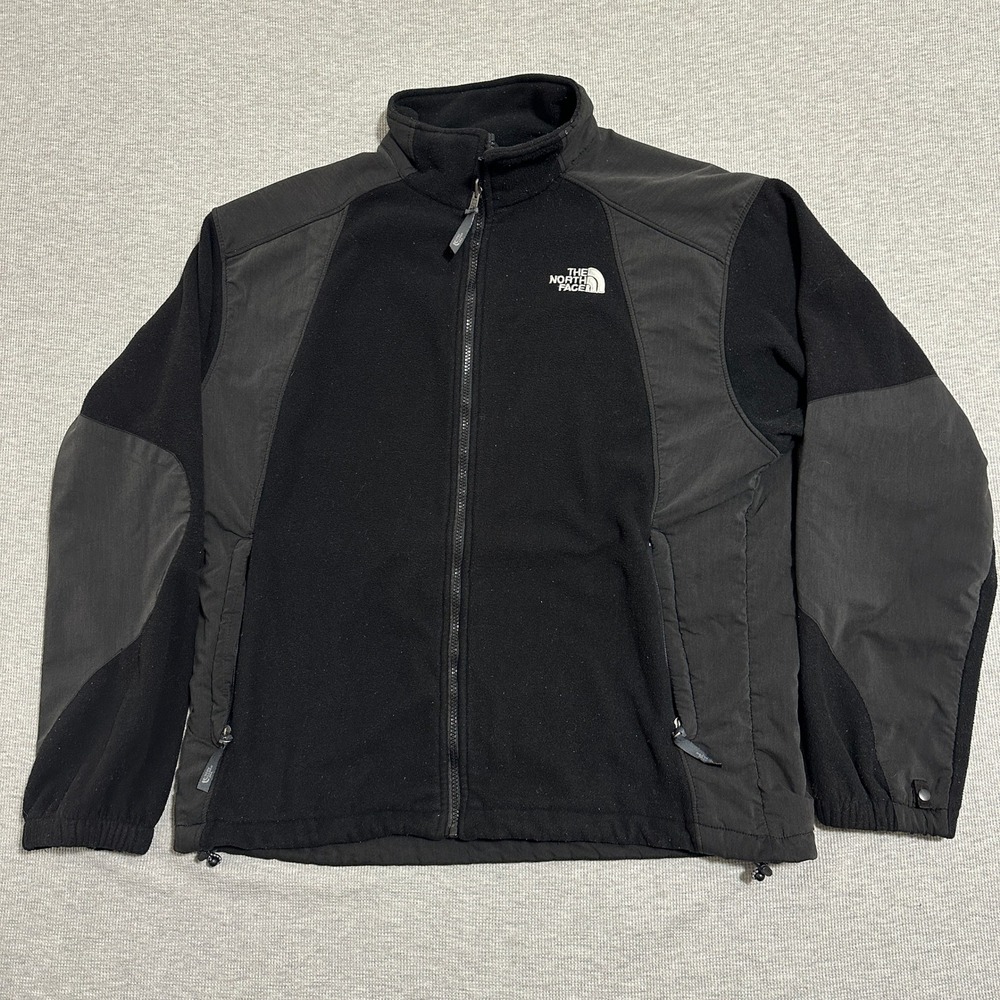 The North Face Denali Fleece Jacket Black Gray Full Zip Mock Neck Coat Mens XL